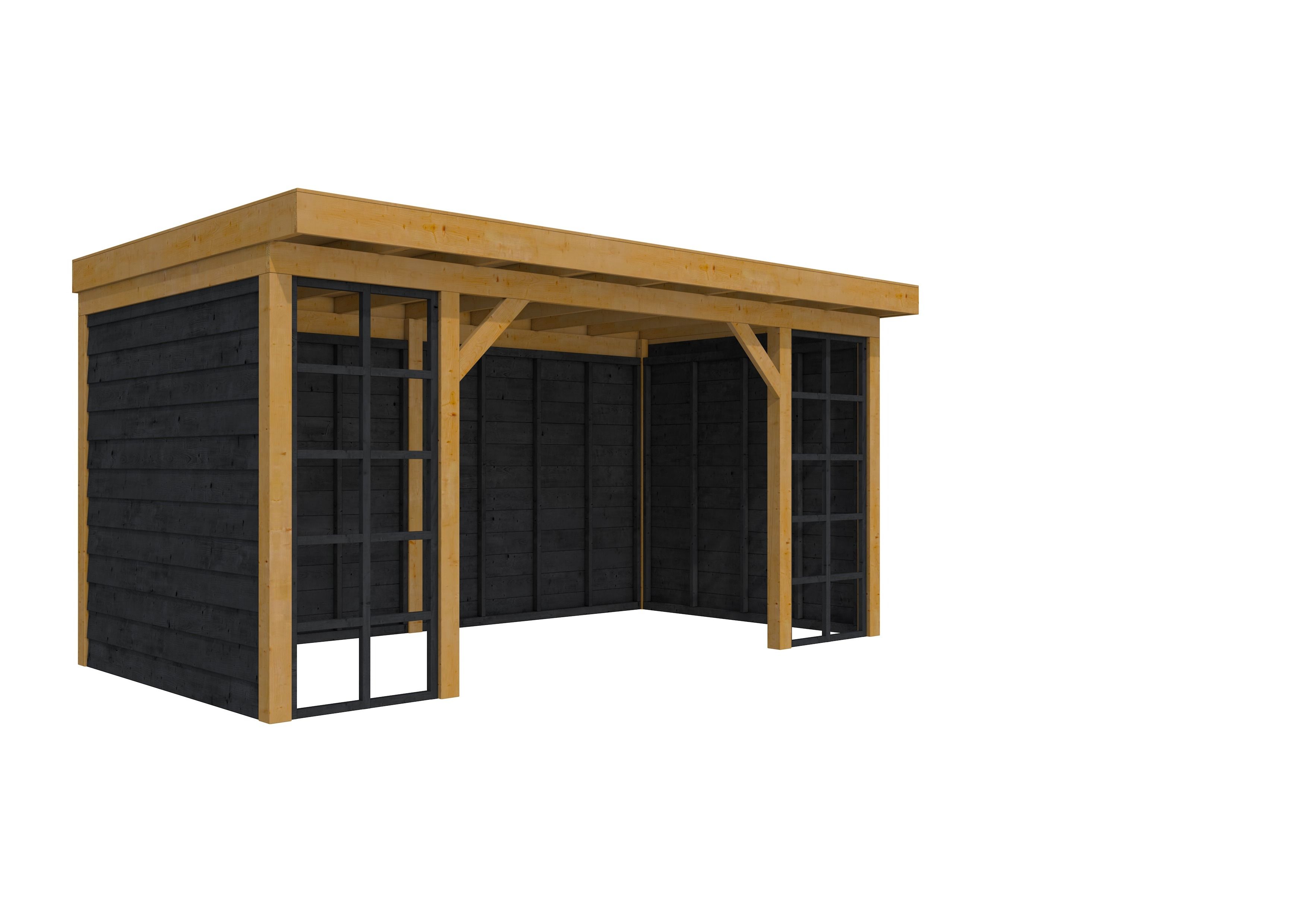 Douglasvision buitenverblijf Comfort Compleet 500x270cm, groen geïmpregneerd, wanden zwart geïmpregneerd (1046187)