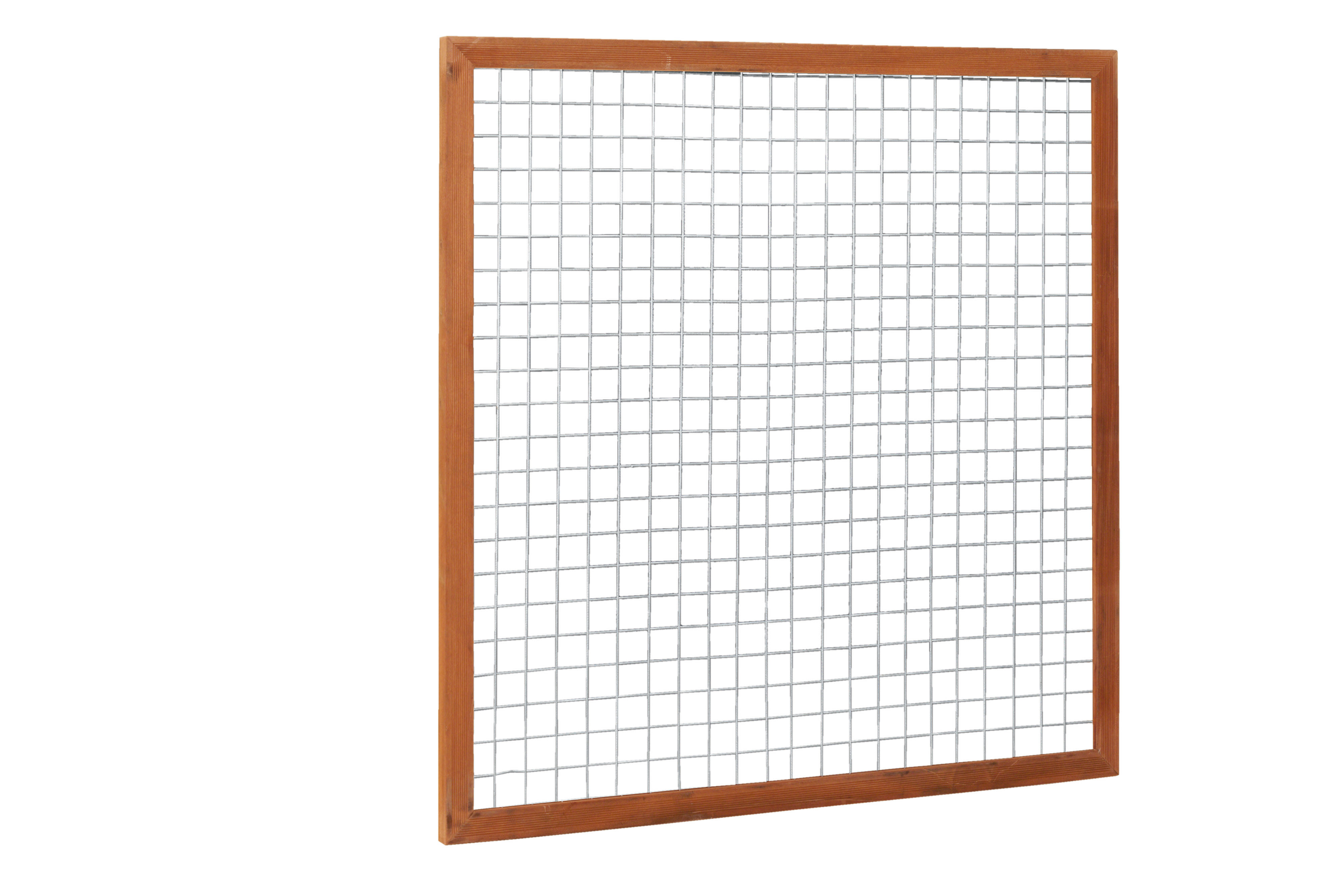 Betonijzertrellis met maas 7,5x7,5cm in hardhouten raamwerk 4,5x7,0cm 180x180cm (W14301)