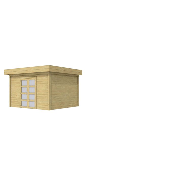 Hillhout vuren Topvision tuinhuis Parelhoen 400x300cm, met dubbele deur, groen geïmpregneerd (1001806-02)