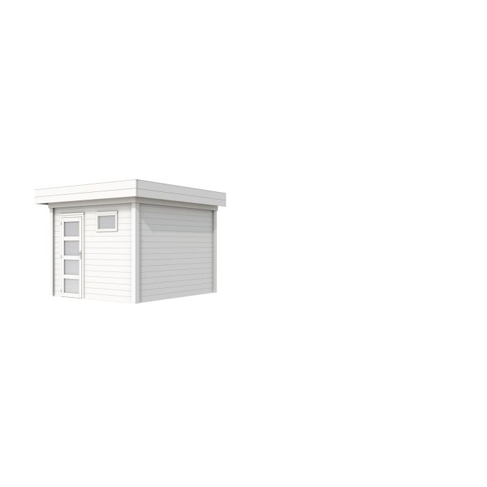 Hillhout vuren Topvision tuinhuis Tapuit 300x300cm, met enkele deur en raam, wit gespoten (1001809-04)