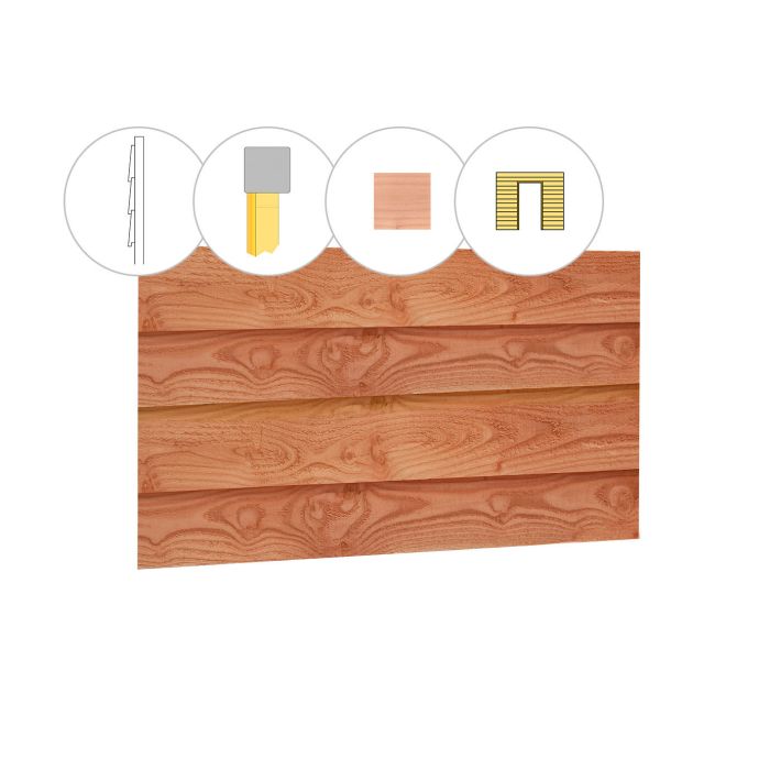 Douglas enkelzijdige wand t.b.v. enkele deur met Zweeds rabat C, hoogte 224cm, onbehandeld (1013642)