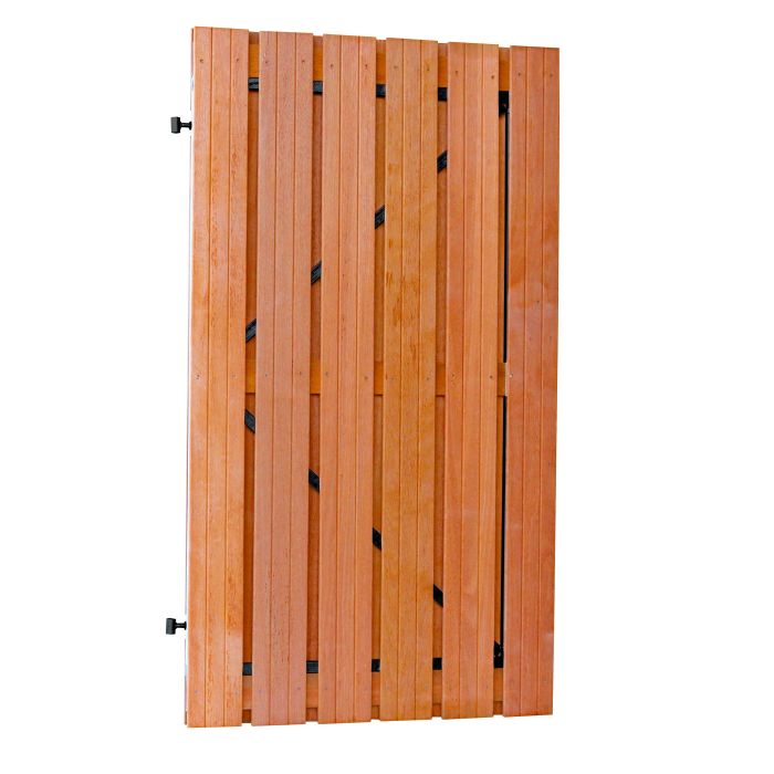 Hardhout plankendeur 100x180cm op zwart stalen frame (1041163)
