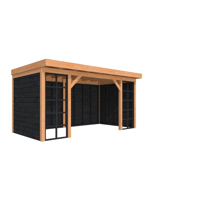 Douglasvision buitenverblijf Comfort Compleet 500x270cm, kleurloos geïmpregneerd, wanden zwart geïmpregneerd (1046186)