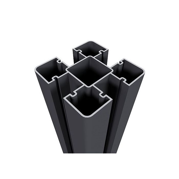 NewTechWood aluminium poortpaal set 2stuk, met paalkap, 8x8x270 cm, Zwart.incl aanslaglat