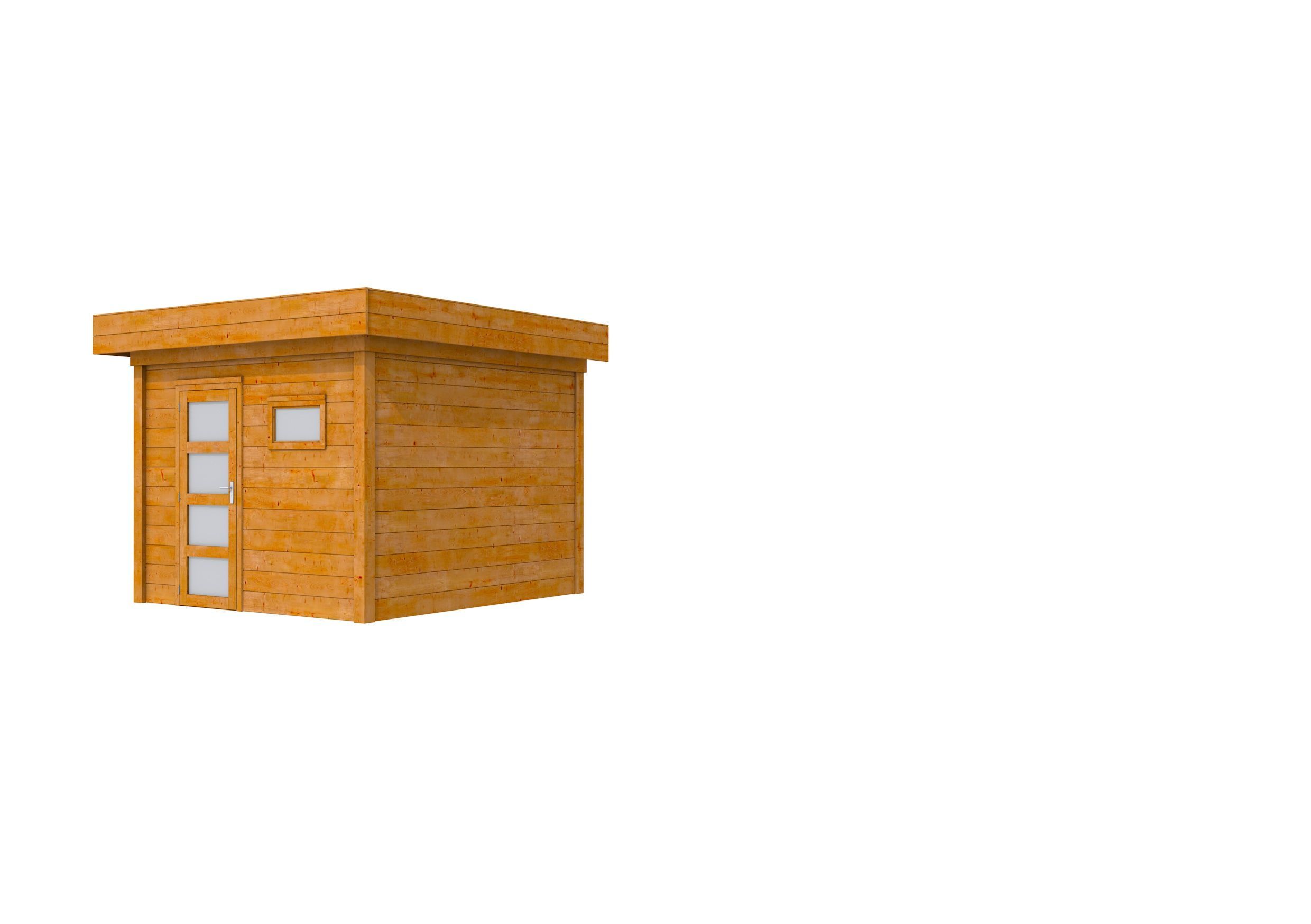 Hillhout douglas Topvision tuinhuis Raaf 298x298cm, met enkele deur en raam, transparant gespoten (1004358-09)