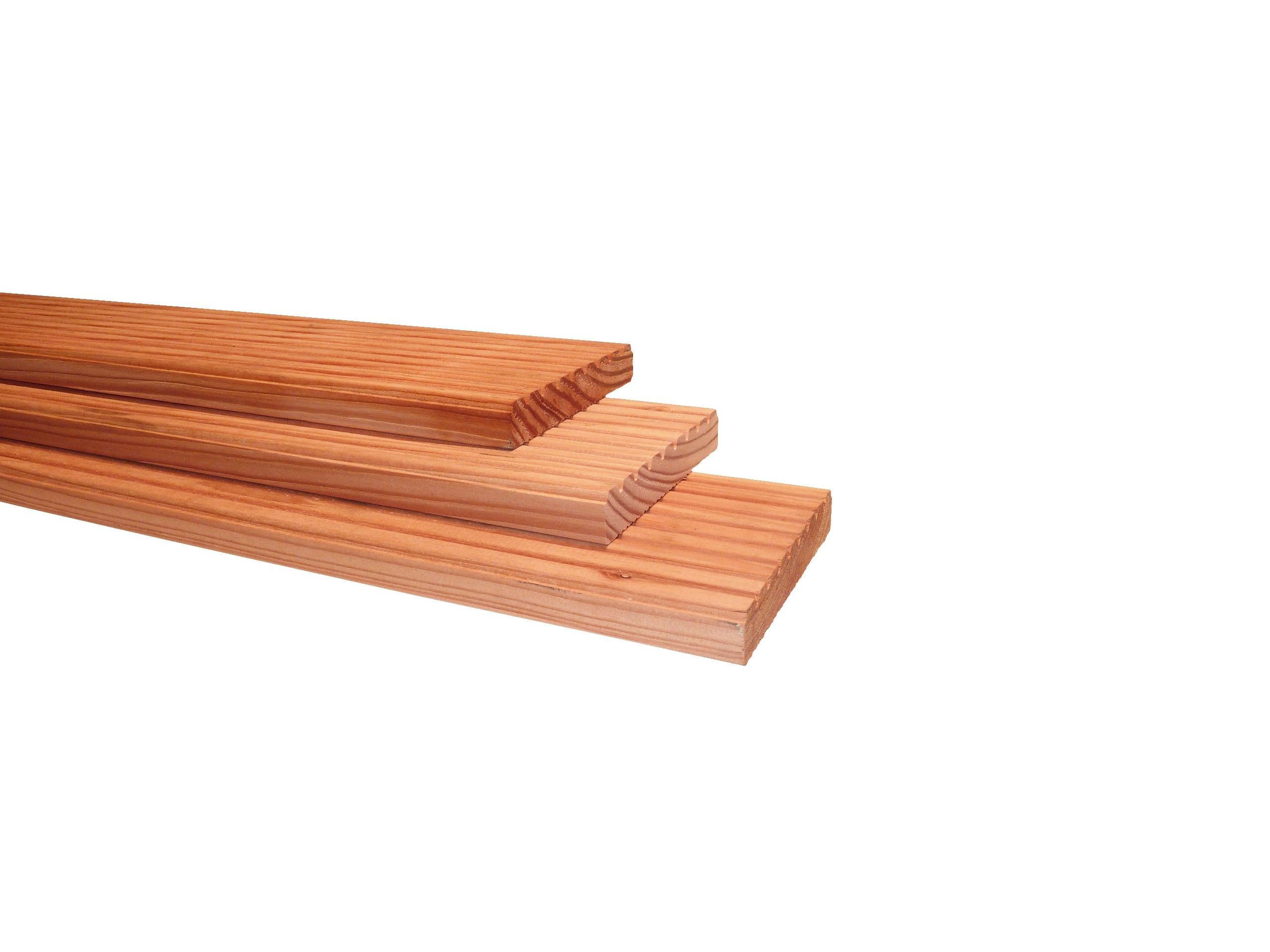 Douglas geschaafd dekdeel 1 zijde grof profiel, 1 zijde fijn profiel, 2,4x13,8x300cm, kleurloos geïmpregneerd (W50355)