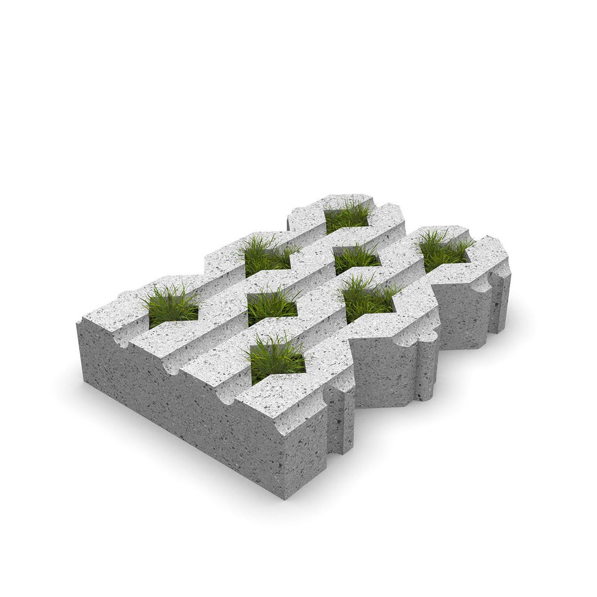 Grastegel 60x40x12cm grijs (40cm=vlak)