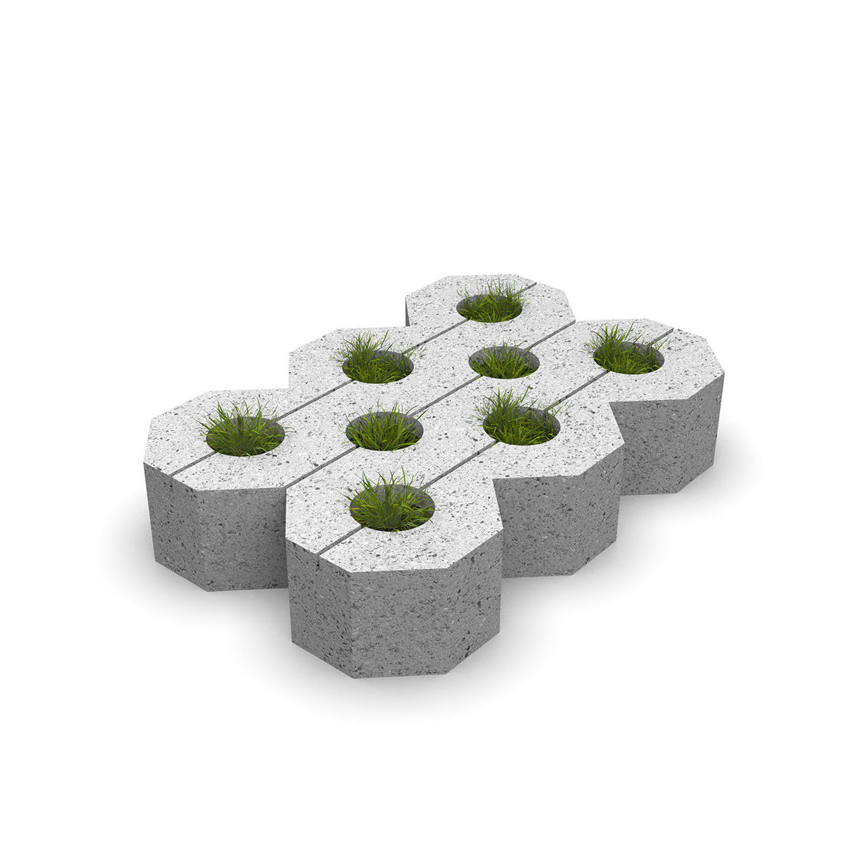 Grastegel 60x40x15cm grijs vlak