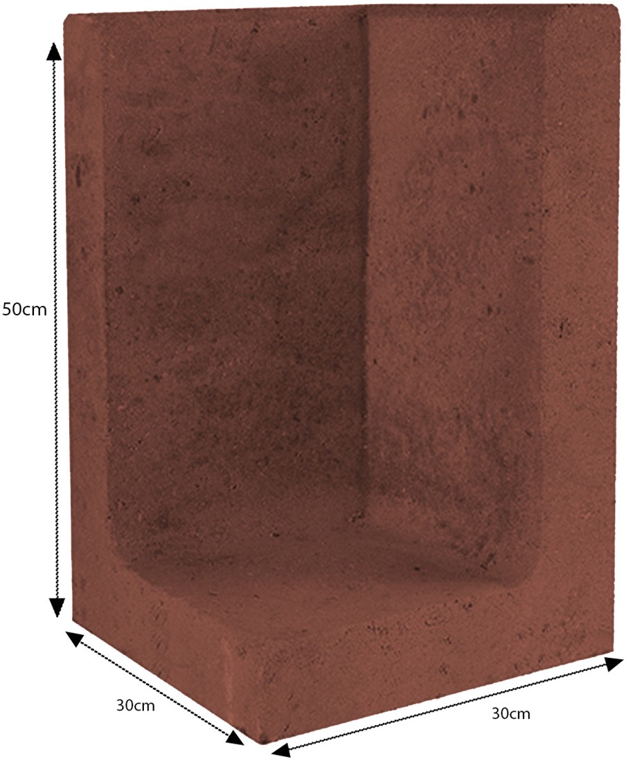 L-Element Hoek 30x30x50cm Corten